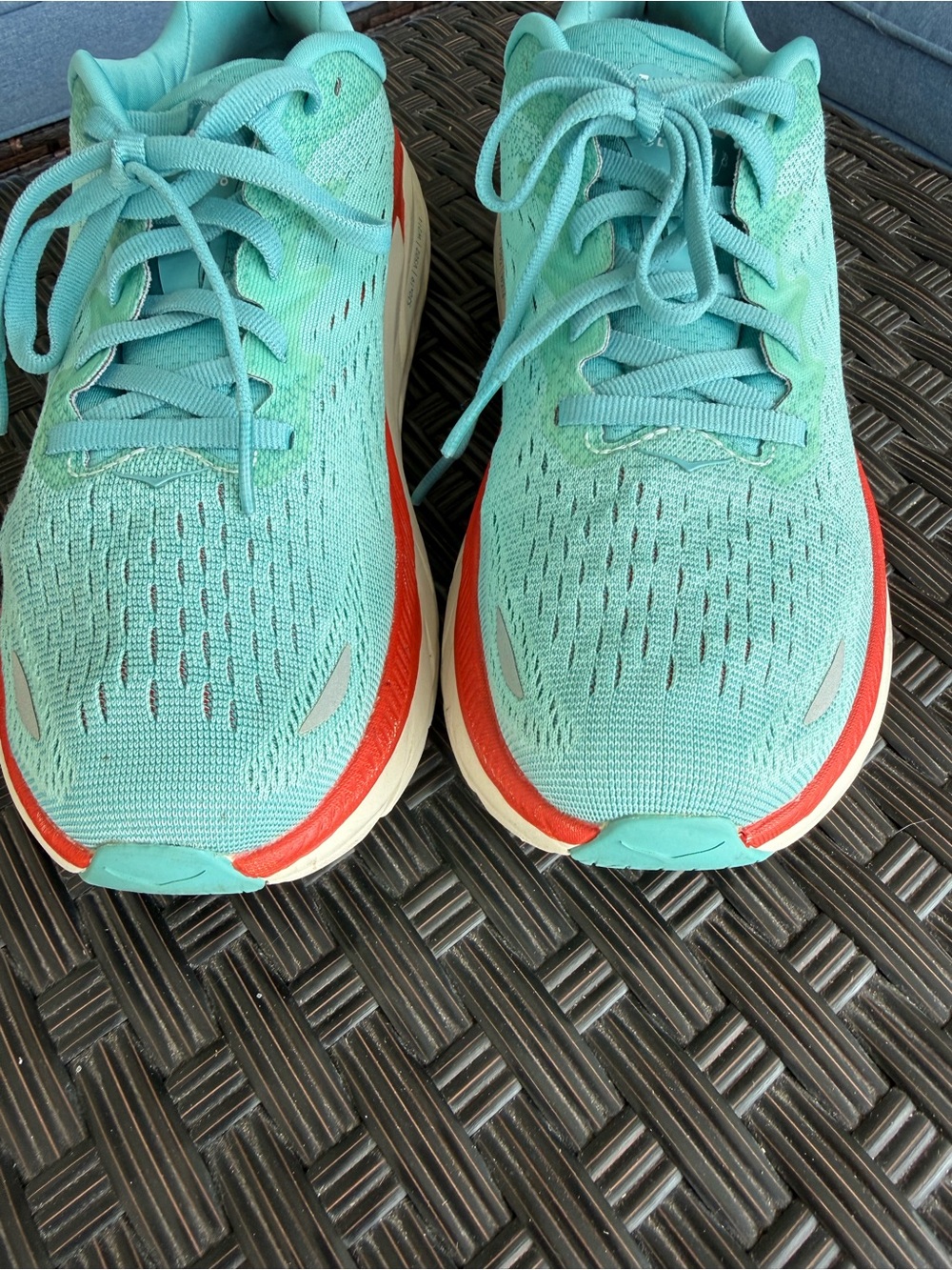 EUC Hoka Clifton One Women’s Turquoise and Coral Sneakers Athletic Running Shoes - Picture 9 of 13